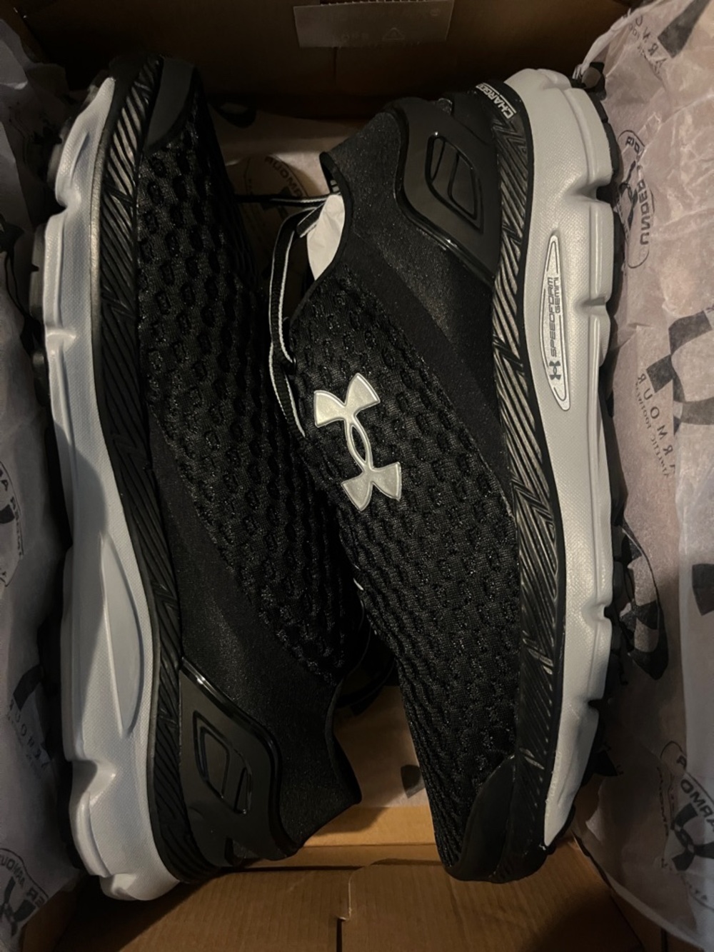 Under Armour Black and White Mesh Running Shoes